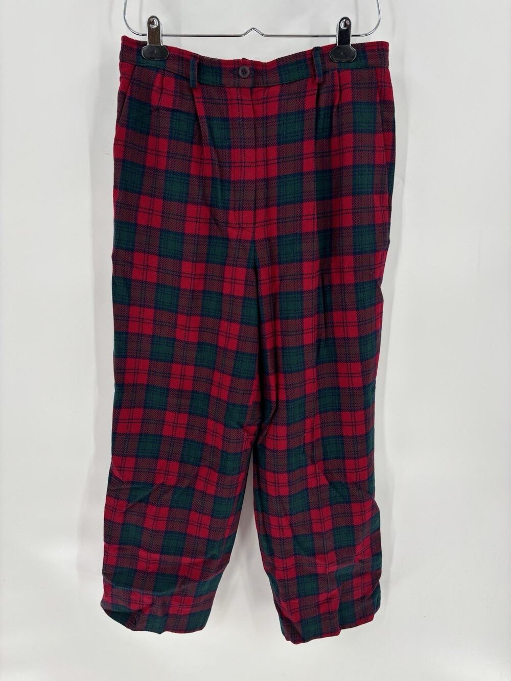 Vintage Pendleton Pants Womens 6 Red Green Tartan Plaid 100% Wool Holiday Pocket